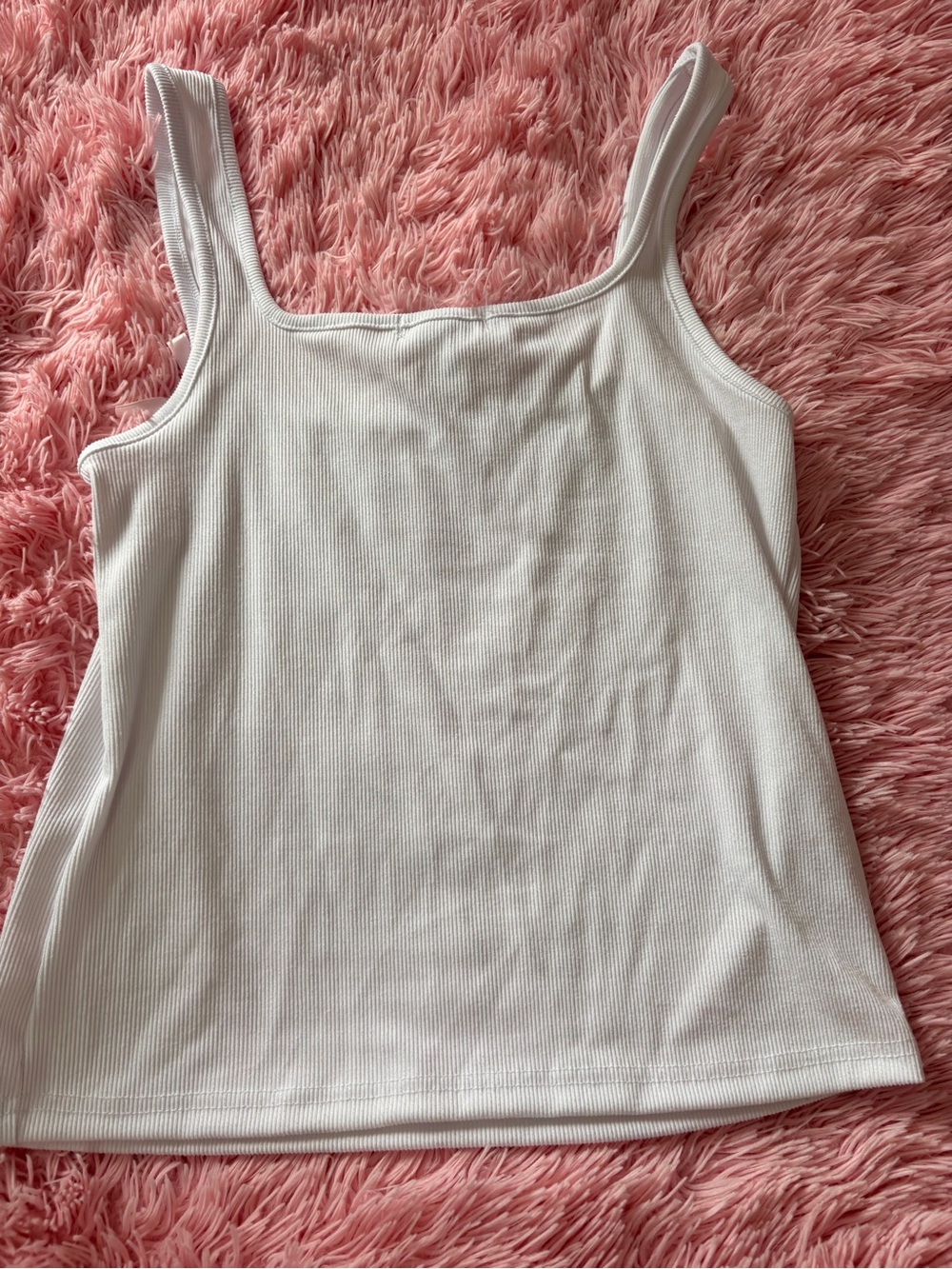 White Ribbed Square-Neck Tank Top - Women